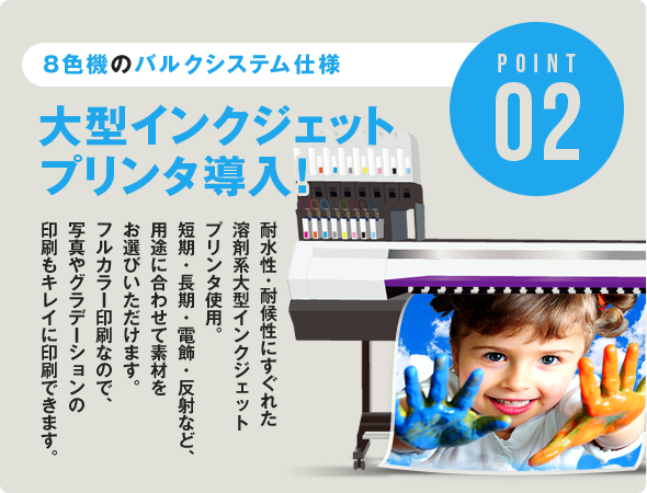 POINT02 8色機のバルクシステム仕様　大型インクジェットプリンタ導入！